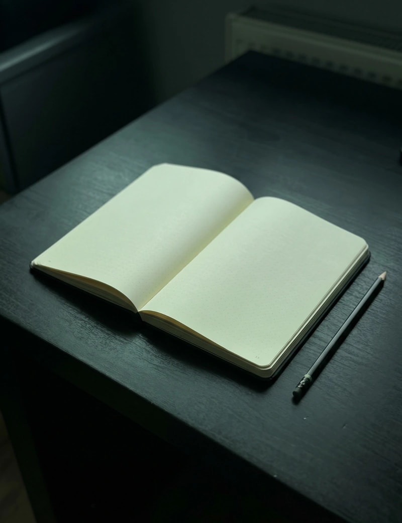 Otwarty notes i ołówek na biurku